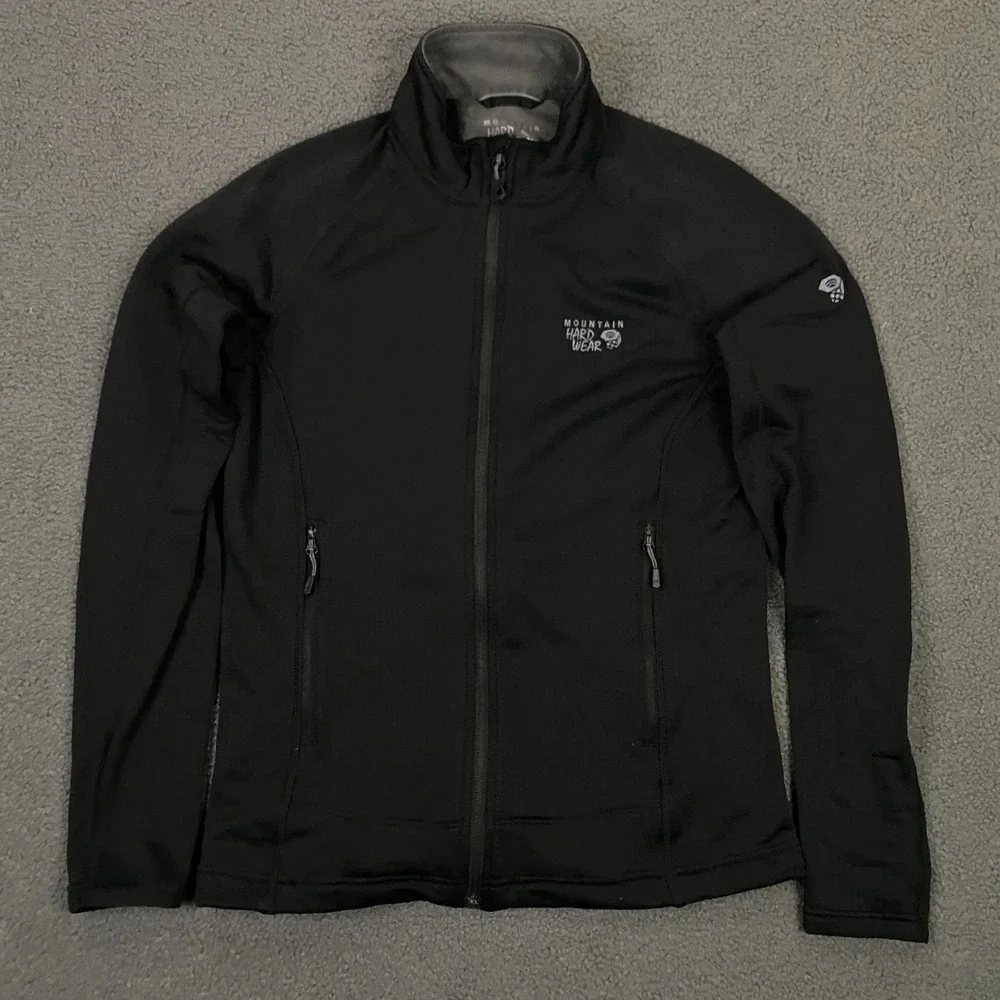 Mountain Hardwear Jacket Women Medium Black Fleece Waffle Grid Polartec Full Zip